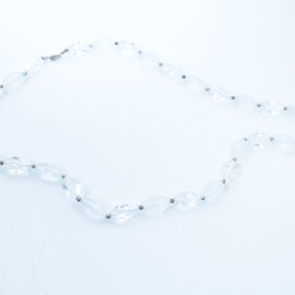 Clear Crystal Translucent Beaded Long Statement Necklace - Picture 5 of 7